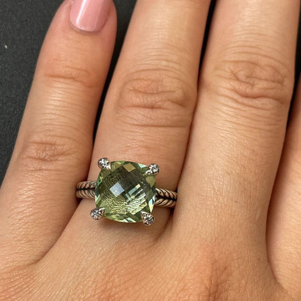 David Yurman 11mm Chatelaine Ring Prasiolite size 6
